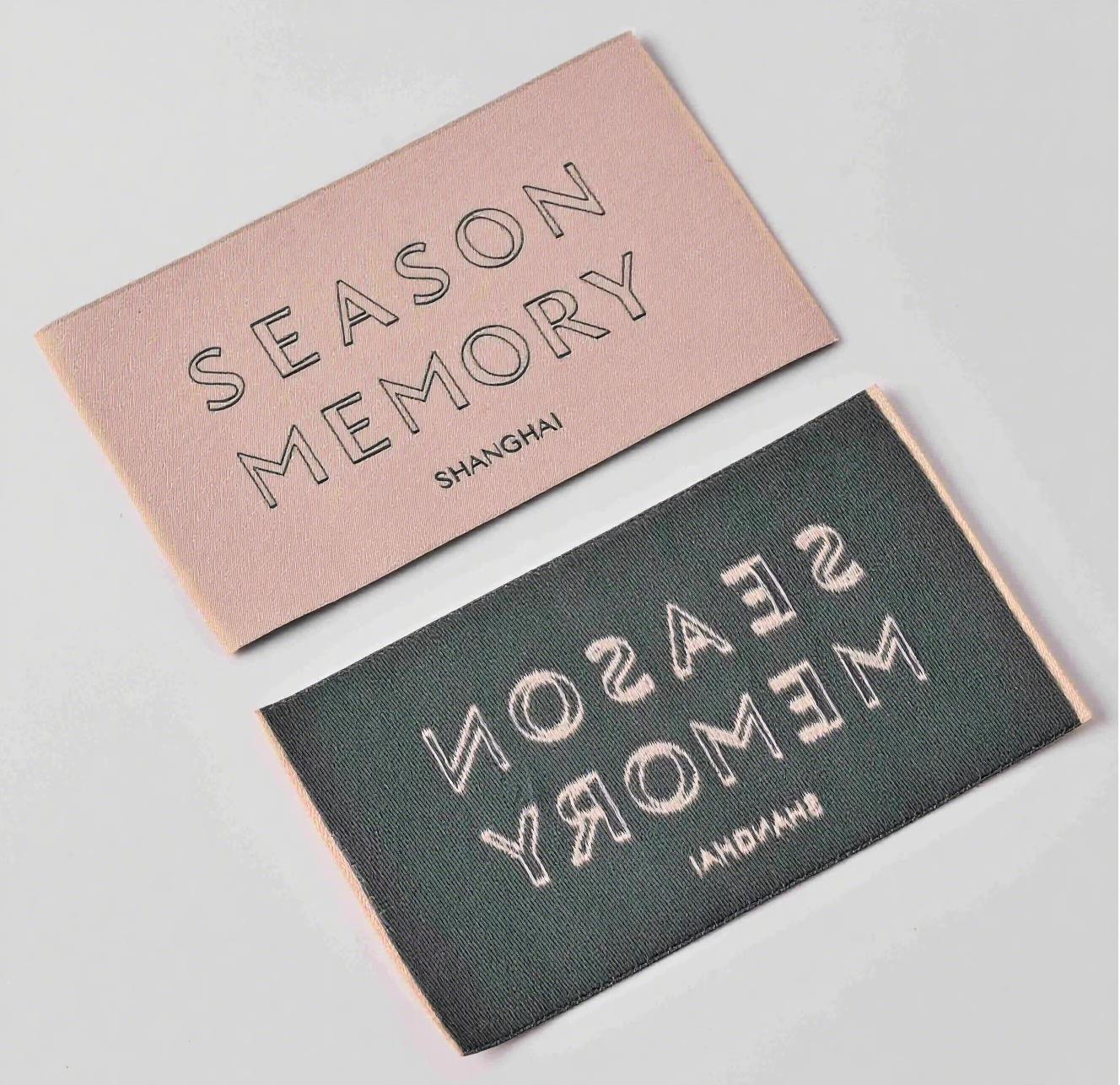 High-quality damask woven labels for clothing branding and premium garment finishes.